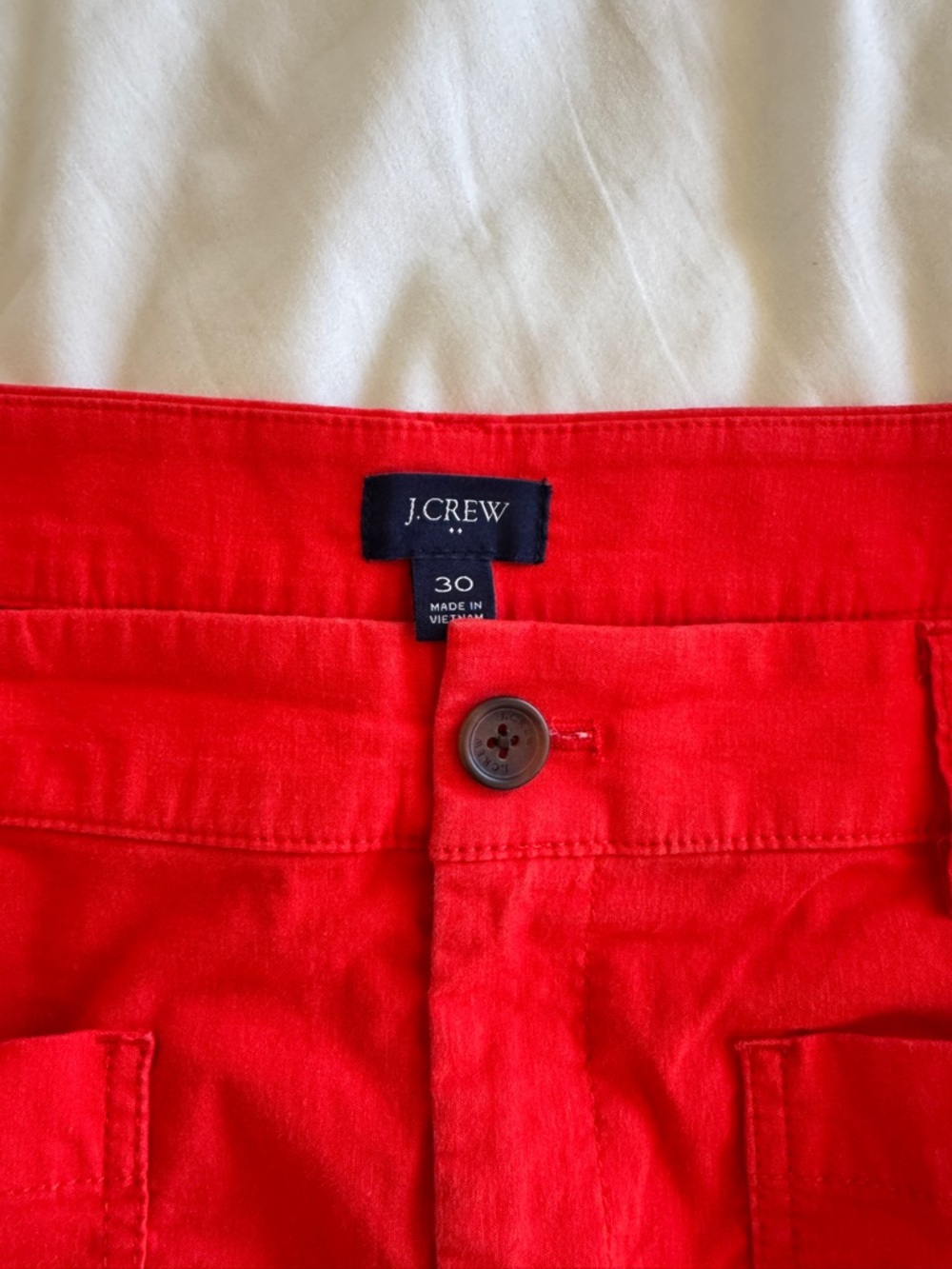 J. Crew Women’s Red High-Rise Cotton Linen Blend Patch Pocket Shorts Size 30 - Picture 3 of 6